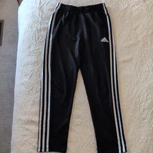 Adidas Kids Black Joggers with White Stripes